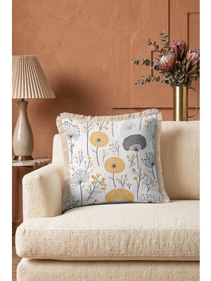 Hanna Home Botanik Floral Desenli Dekoratif Kırlent Kılıfı Kırlent Kılıfı Yatak Odası Dekoru 43X43 cm