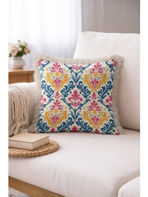 Hanna Home Dekoratif Yastık Kılıfı Klasik Armür Desenli Yastık Kılıfı Koltuk Takımı Aksesuarı 43X43 cm
