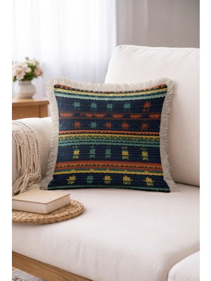 Hanna Home Saçaklı Saçaklı Kırlent Kırlent Kılıfı Geometrik Dekoratif Yastık Kılıfı Salon Koltuk Yastığı 43X43 cm