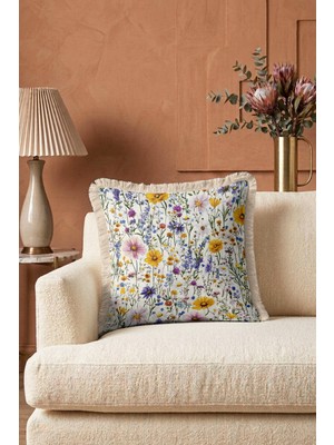 Hanna Home Dekoratif Kırlent Kılıfı Tropikal Çiçek Desenli Kırlent Kılıfı Koltuk Takımı Aksesuarı 43X43 cm