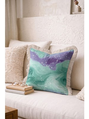 Hanna Home Dekoratif Yastık Kılıfı Mermer Desenli Yastık Kılıfı Oturma Odası Kırlenti 43X43 cm