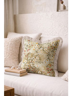 Hanna Home Dekoratif Çiçekli Dekoratif Yastık Kılıfı Yastık Kılıfı Kanepe Dekorasyonu 43X43 cm