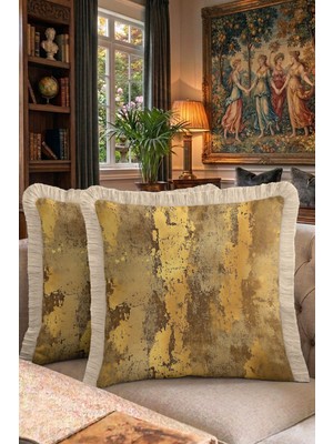 Hanna Home Dekoratif Yastık Kılıfı Kırlent Kılıfı Mermer Desenli Kırlent Kılıfı Salon Koltuk Yastığı 43X43 cm