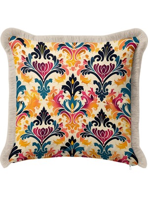 Hanna Home Dekoratif Kırlent Kılıfı Geometrik Desenli Ev Dekorasyonu Saçaklı Yastık Kılıfı 43X43 cm