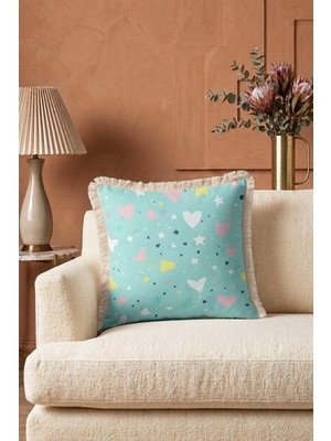 Hanna Home Kırlent Kılıfı Çiçekli Saçaklı Kırlent Kılıfı Kırlent Kılıfı Yatak Odası Dekoru 43X43 cm