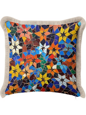 Hanna Home Saçaklı Kırlent Kılıfı Geometrik Saçaklı Kırlent Oturma Odası Kırlenti 43X43 cm