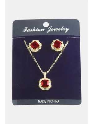 Fantastik Store Kare Zirkon Taşlı Set Kolye