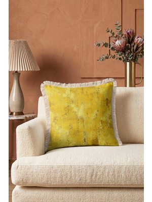 Hanna Home Mermer Desenli Dekoratif Yastık Kılıfı Yastık Kılıfı Ev Dekorasyonu 43X43 cm Saçaklı