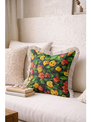 Hanna Home Çiçek Desenli Dekoratif Kırlent Kılıfı Yastık Kılıfı Kanepe Dekorasyonu 43X43 cm