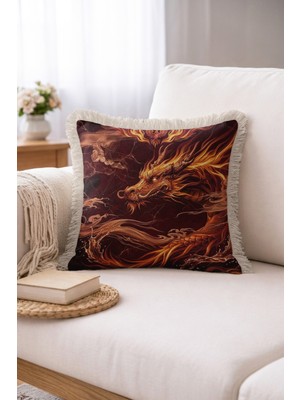 Hanna Home Dekoratif Kırlent Kılıfı Kırlent Kılıfı Hayvan Desenli Ev Dekorasyonu Saçaklı Saçaklı Kırlent 43X43 cm