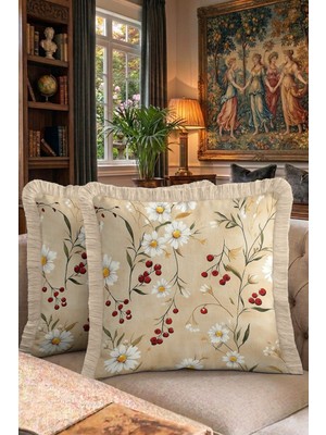 Hanna Home Tropikal Çiçek Desenli Dekoratif Kırlent Kılıfı Yastık Kılıfı Kanepe Dekorasyonu 43X43 cm