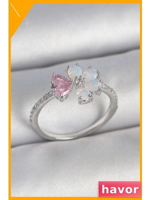 Havor Pembe Zirkon Taşlı Ayarlanabilir Kadın Yüzüğü