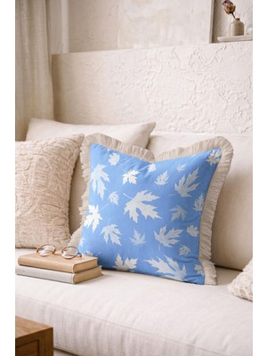 Hanna Home Botanik Floral Desenli Saçaklı Kırlent Kılıfı Yastık Kılıfı Oturma Odası Kırlenti 43X43 cm
