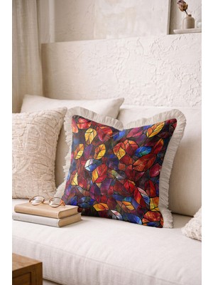 Hanna Home Renkli Geometrik Desenli Dekoratif Yastık Kılıfı Saçaklı Kırlent Kanepe Dekorasyonu 43X43 cm