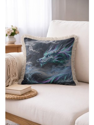 Hanna Home Dekoratif Hayvan Desenli Dekoratif Yastık Kılıfı Saçaklı Kırlent Salon Koltuk Yastığı 43X43 cm