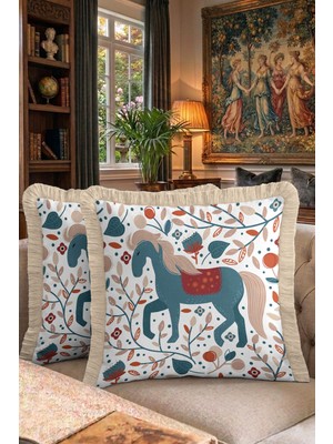 Hanna Home Dekoratif Yastık Kılıfı Kırlent Kılıfı Çiçekli Kırlent Kılıfı Yatak Odası Dekoru 43X43 cm
