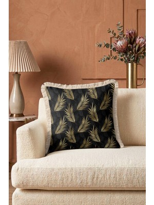 Hanna Home Dekoratif Kırlent Kılıfı Tropikal Çiçek Desenli Saçaklı Kırlent Koltuk Takımı Aksesuarı 43X43 cm