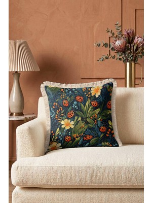 Hanna Home Dekoratif Yastık Kılıfı Çiçek Desenli Yastık Kılıfı Kanepe Dekorasyonu 43X43 cm