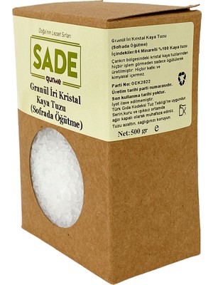 Sade Gurme Sade Granül İri Kristal Kaya Tuzu 500 GR Sofrada Öğütme 84 Mineralli Doğal Tuz