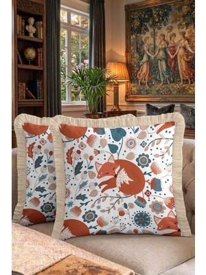 Hanna Home Dekoratif Kırlent Kılıfı Çiçek Desenli Kırlent Kılıfı Salon Koltuk Yastığı 43X43 cm