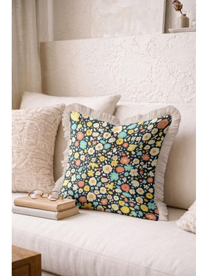 Hanna Home Tropikal Çiçek Desenli Dekoratif Yastık Kılıfı Yastık Kılıfı Kanepe Dekorasyonu 43X43 cm
