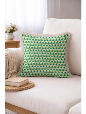 Hanna Home Saçaklı Kırlent Kılıfı Soyut Geometrik Yastık Kılıfı Oturma Odası Kırlenti 43X43 cm