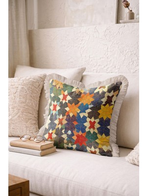 Hanna Home Saçaklı Yastık Kılıfı Soyut Geometrik Dekoratif Yastık Kılıfı Salon Koltuk Yastığı 43X43 cm