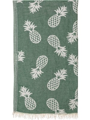 Rosa Bianca Yeşil Ananas Jakarlı Doubleface Pamuk Peştemal