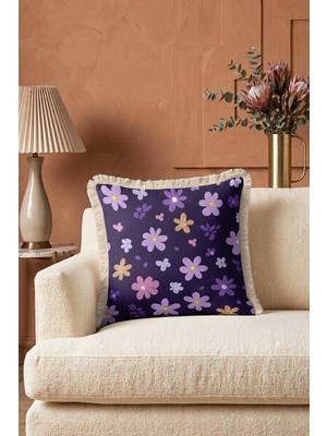 Hanna Home Dekoratif Kırlent Kılıfı Çiçek Desenli Yastık Kılıfı Koltuk Takımı Aksesuarı 43X43 cm