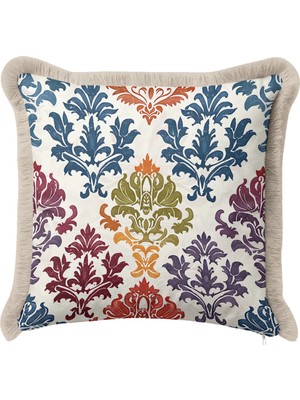 Hanna Home Saçaklı Saçaklı Kırlent Kırlent Kılıfı Çok Renkli Geometrik Desen Kırlent Kılıfı Ev Dekorasyonu 43X43 cm