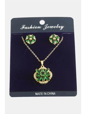 Fantastik Store Çiçek Zirkon Taşlı Set Kolye