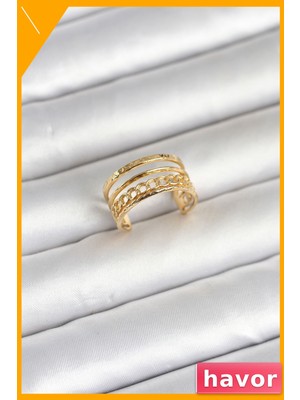Havor Vintage Model Ayarlanabilir 316L Çelik Yüzük Gold Renk