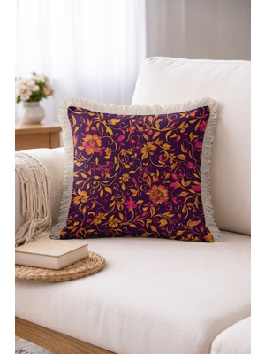 Hanna Home Dekoratif Yastık Kılıfı Çiçek Desenli Yastık Kılıfı Salon Koltuk Yastığı 43X43 cm