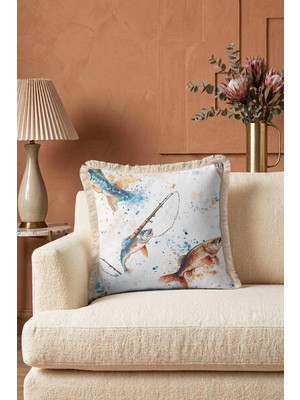 Hanna Home Saçaklı Yastık Kılıfı Hayvan Desenli Kırlent Kılıfı Koltuk Takımı Aksesuarı 43X43 cm