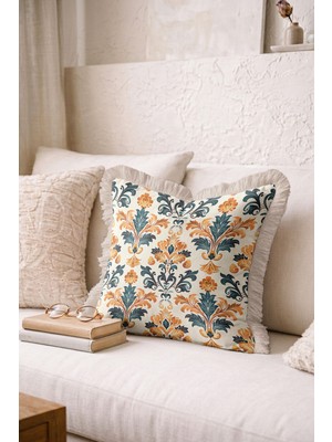 Hanna Home Armürlü Desenli Saçaklı Kırlent Kılıfı Kırlent Kılıfı Salon Koltuk Yastığı 43X43 cm