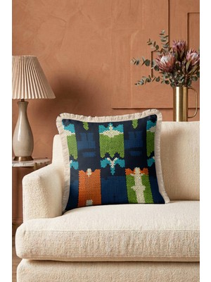 Hanna Home Soyut Geometrik Saçaklı Kırlent Kılıfı Saçaklı Kırlent Salon Koltuk Yastığı 43X43 cm