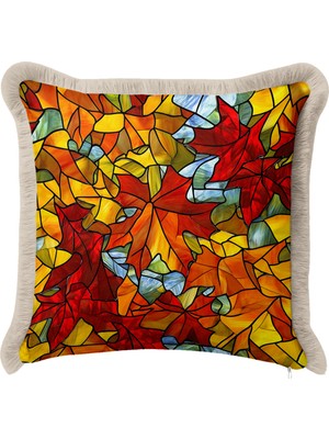 Hanna Home Dekoratif Yastık Kılıfı Soyut Geometrik Oturma Odası Kırlenti Saçaklı Saçaklı Kırlent 43X43 cm