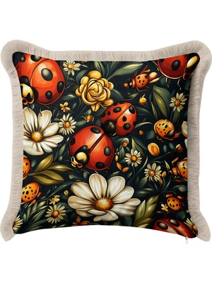 Hanna Home Saçaklı Kırlent Kılıfı Hayvan Desenli Yastık Kılıfı Koltuk Takımı Aksesuarı 43X43 cm