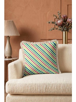 Hanna Home Dekoratif Kırlent Kılıfı Klasik Çizgili Yastık Kılıfı Koltuk Takımı Aksesuarı 43X43 cm