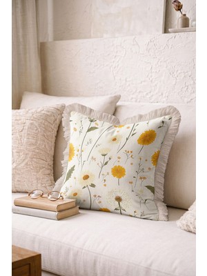 Hanna Home Dekoratif Yastık Kılıfı Botanik Floral Desenli Yastık Kılıfı Yatak Odası Dekoru 43X43 cm