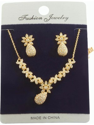 Fantastik Store Oval Zirkon Taşlı Set Kolye
