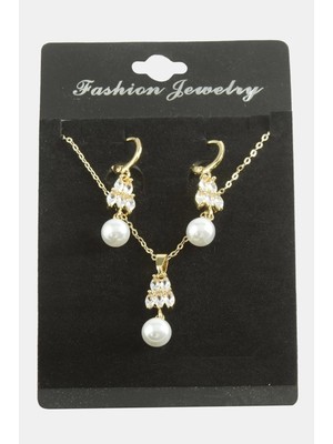 Fantastik Store Kalp Inci Zirkon Taşlı Set Kolye