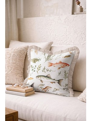 Hanna Home Dekoratif Yastık Kılıfı Hayvan Desenli Ev Dekorasyonu Saçaklı Kırlent Kılıfı 43X43 cm