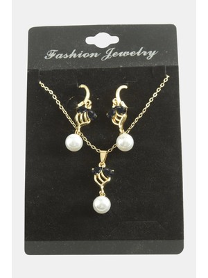 Fantastik Store Çiçek Inci Zirkon Taşlı Set Kolye