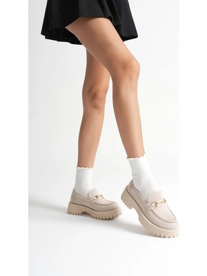 Fantastik Store Toka Detaylı Bej Süet Günlük Loafer Ayakkabı TR10MS04D