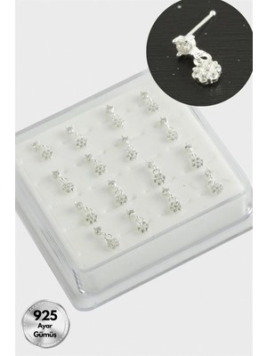 Fantastik Store Çiçek Sallantılı Zirkon Taşlı Gümüş Hızma 16 Adet