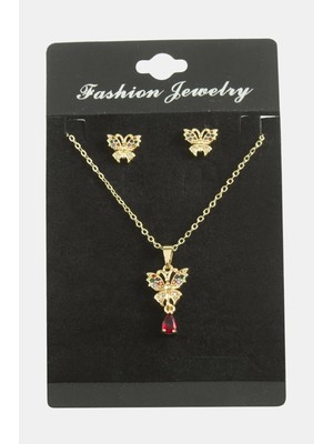 Fantastik Store Kelebek Zirkon Taşlı Set Kolye