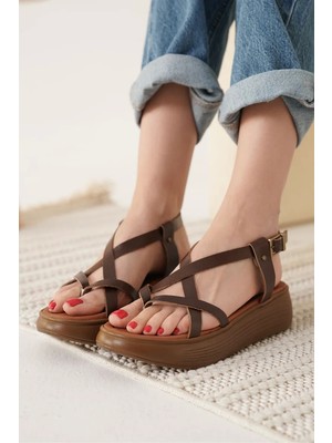 Fantastik Store Acı Kahve Hakiki Deri Sandalet TR31MY60B