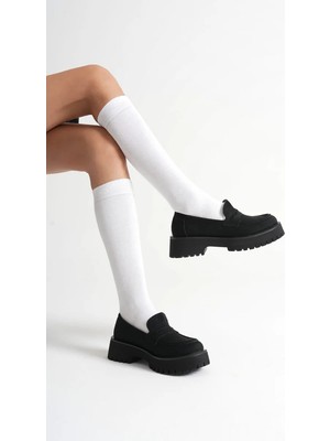 Fantastik Store Kadın Günlük Siyah Süet Loafer Ayakkabı TR10MS02C