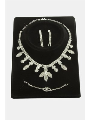 Fantastik Store Yaprak Taşlı Lüks Set Kolye